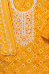 Mango Gold Sequence, Threadwork & Digital Printed Cotton Unstitched Salwar Suit With Cotton Dupatta