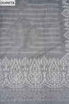 Grey Sequence, Threadwork & Floral Printed Cotton Unstitched Salwar Suit With Cotton Dupatta