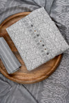 Grey Sequence, Threadwork & Floral Printed Cotton Unstitched Salwar Suit With Cotton Dupatta