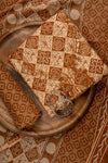 Brown Sequence, Threadwork & Digital Printed Cotton Unstitched Salwar Suit With Cotton Dupatta