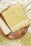 Pista Floral Printed Cotton Unstitched Salwar Suit With Cotton Dupatta
