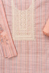 Peach Sequence, Threadwork & Digital Printed Cotton Unstitched Salwar Suit With Cotton Dupatta