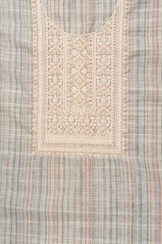 Pista Sequence, Threadwork & Digital Printed Cotton Unstitched Salwar Suit With Cotton Dupatta