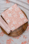 Peach Sequence, Mirror Sheet, Threadwork & Floral Printed Cotton Unstitched Salwar Suit With Cotton Dupatta