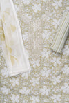 Pista Sequence, Mirror Sheet, Threadwork & Floral Printed Cotton Unstitched Salwar Suit With Cotton Dupatta