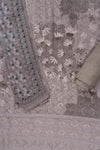 Grey Sequence, Threadwork & Floral Printed Georgette Unstitched Salwar Suit With Georgette Dupatta