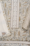 Off White Sequence, Mirror Sheet, Threadwork & Digital Printed Cotton Unstitched Salwar Suit With Cotton Dupatta