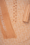 Peach Sequence, Threadwork & Floral Printed Cotton Unstitched Salwar Suit With Cotton Dupatta