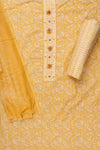 Mango Gold Sequence, Threadwork & Floral Printed Cotton Unstitched Salwar Suit With Cotton Dupatta