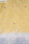 Lemon Gold Sequence, Threadwork & Floral Printed Cotton Unstitched Salwar Suit With Cotton Dupatta