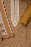 Mustard Sequence, Zari Threadwork & Digital Printed Cotton Unstitched Salwar Suit With Cotton Dupatta