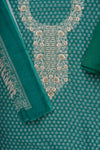 Rama Sequence, Threadwork & Floral Printed Cotton Unstitched Salwar Suit With Cotton Dupatta