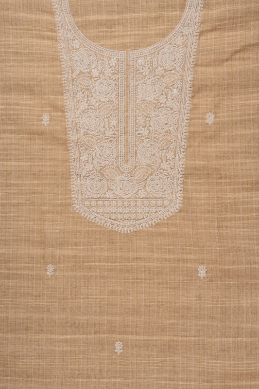 Mango Gold Sequence, Threadwork & Floral Printed Cotton Unstitched Salwar Suit With Cotton Dupatta