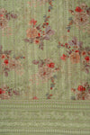 Pista Sequence, Threadwork & Floral Printed Georgette Unstitched Salwar Suit With Georgette Dupatta