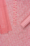 Pink Sequence, Threadwork & Floral Printed Cotton Unstitched Salwar Suit With Cotton Dupatta