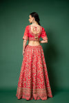 Rani Raw Silk Lehenga Set And Net Dupatta With Readymade Blouse