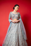 Sky Blue Net Lehenga Set And Net Dupatta With Readymade Blouse