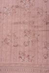 Peach Sequence, Threadwork & Floral Printed Cotton Unstitched Salwar Suit With Georgette Dupatta