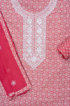 Gajari Sequence, Threadwork & Floral Printed Cotton Unstitched Salwar Suit With Cotton Dupatta