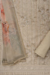 Tussar Sequence, Threadwork & Floral Printed Cotton Unstitched Salwar Suit With Georgette Dupatta