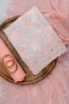 Peach Sequence, Threadwork & Floral Printed Cotton Unstitched Salwar Suit With Cotton Dupatta
