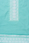 Tea Green Sequence, Threadwork & Digital Printed Cotton Unstitched Salwar Suit With Chiffon Dupatta