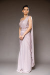 Mauve Cutdana, Bead & Sequence Shimmer Pre-Draped Designer Saree With Readymade Blouse