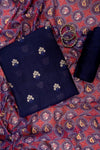 Purple Woven Zari Cotton Unstitched Salwar Suit With Cotton Dupatta