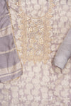 Chikoo Sequence, Zari Threadwork, Gotta Patti & Banarasi Woven Zari Cotton Unstitched Salwar Suit With Cotton Dupatta