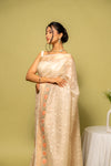 Tussar Cotton Woven Zari & Threadwork Saree With Unstitched Blouse