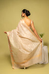 Tussar Cotton Woven Zari & Threadwork Saree With Unstitched Blouse