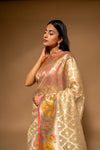 Tussar Banarasi Woven Zari Cotton Saree With Unstitched Blouse
