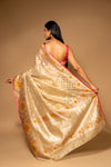 Tussar Banarasi Woven Zari Cotton Saree With Unstitched Blouse