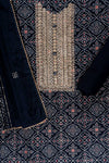 Black Sequence, Zari Threadwork & Bandhini Printed Cotton Unstitched Salwar Suit With Cotton Dupatta