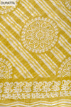 Mustard Sequence, Threadwork & Floral Printed Cotton Unstitched Salwar Suit With Cotton Dupatta