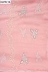 Pink Organza Unstitched Suit With Chiffon Dupatta