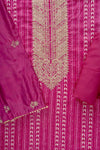 Magenta Sequence, Zari Threadwork & Digital Printed Cotton Unstitched Salwar Suit With Cotton Dupatta