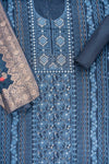Midnight Blue Georgette Unstitched Suit With Organza Dupatta