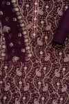 Garnet Georgette Unstitched Suit With Chiffon Dupatta