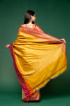 Mustard Woven Zari Banarasi Silk Saree With Unstitched Blouse