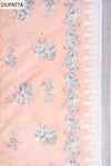 Peach Sequence, Threadwork & Floral Printed Cotton Unstitched Salwar Suit With Cotton Dupatta