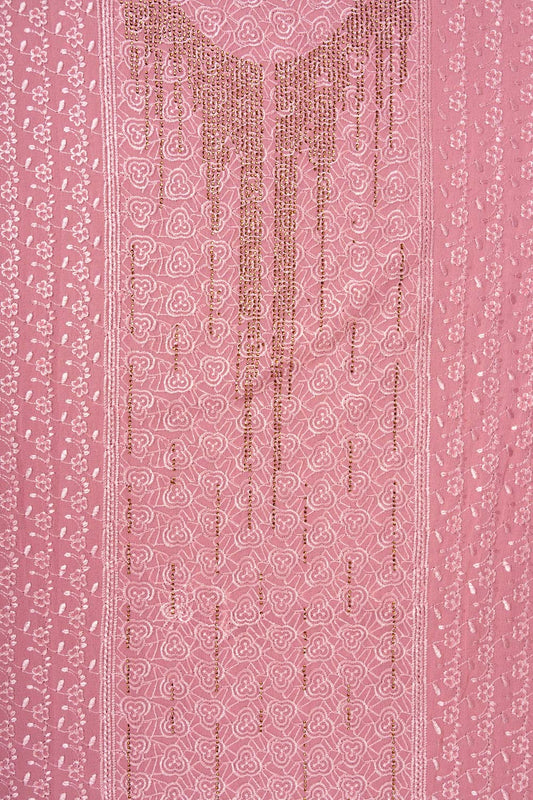 Gajari Swarovski & Threadwork Georgette Unstitched Salwar Suit With Georgette Dupatta