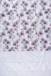 White Grey Sequence, Threadwork & Floral Printed Cotton Unstitched Salwar Suit With Cotton Dupatta