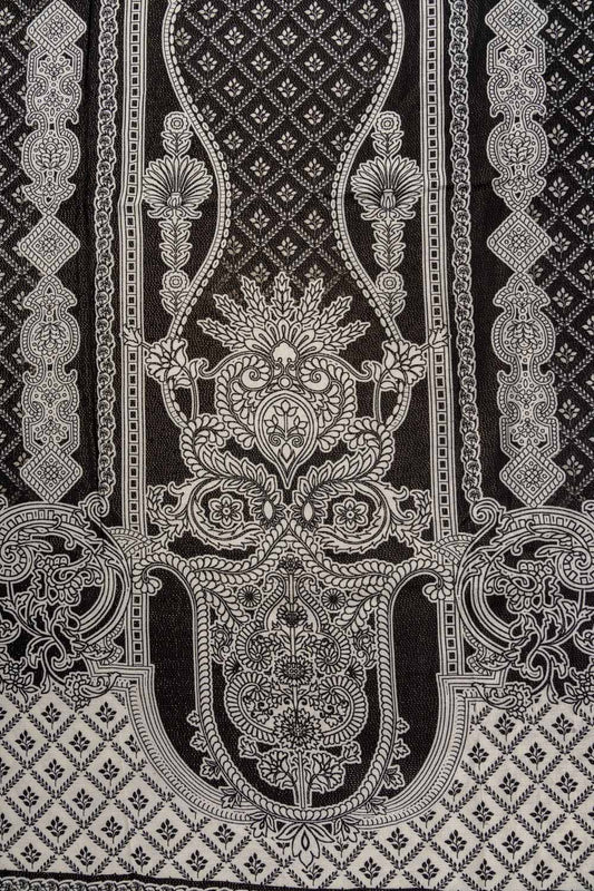 Black Digital Printed Chinon Unstitched Salwar Suit With Chinon Dupatta