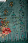 Mint Green Cutdana, Mirror Sheet, Threadwork & Digital Printed Muslin Unstitched Salwar Suit With Muslin Cotton Dupatta