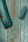 Mint Green Cutdana, Mirror Sheet, Threadwork & Digital Printed Muslin Unstitched Salwar Suit With Muslin Cotton Dupatta