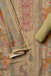 Olive Swarovski, Mirror, Threadwork & Digital Printed Georgette Unstitched Salwar Suit With Georgette Dupatta