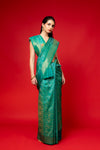 Rama Woven Zari Banarasi Silk Saree With Unstitched Blouse