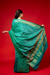 Rama Woven Zari Banarasi Silk Saree With Unstitched Blouse