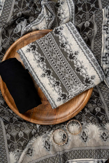 Black Digital Printed Chinon Unstitched Salwar Suit With Chinon Dupatta